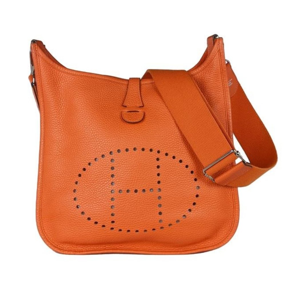 SOLD Hermes Evelyne Iii Pm Orange Clemence Leather Cross Body Bag - Picture 1 of 11
